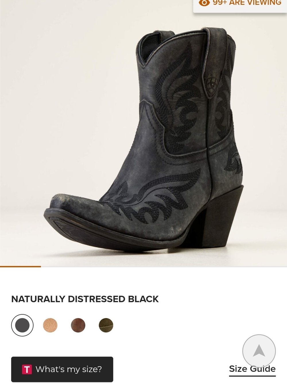 Ariat Women's Naturally Distressed Black Western Ankle Boots
